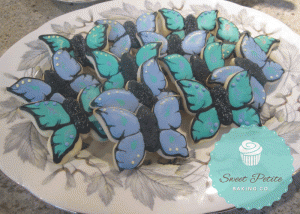 Butterfly Sugar Cookies, purple cookies, turquoise cookies
