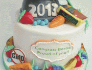 Gluten Free Nutritionist Graduation Cake, fondant fruit, fpndant graduation cap