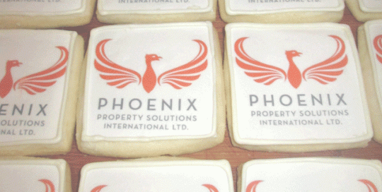 Phoenix Logo Cookies- Shortbread, phoenix property solutions ltd