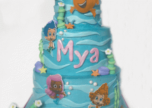 Chocolate Cake with 3D sculpted bubble puppy and edible images