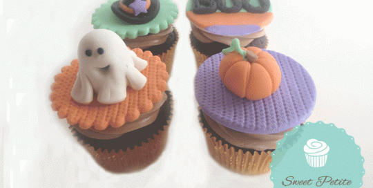 fondant ghost, fondant witches hat, foindant pumpkin, halloween cupcakes vancouver