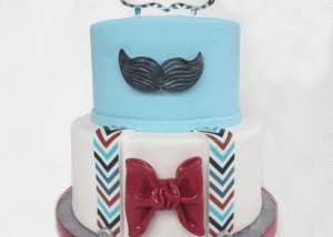mustache cake, bowtie cake, suspender cake, jkl cake, vancouver specialty cakes, vancouver fondant cakes, vancouver custom cakes