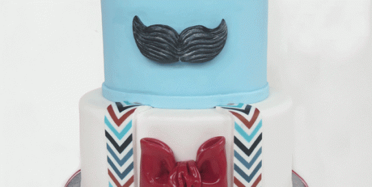mustache cake, bowtie cake, suspender cake, jkl cake, vancouver specialty cakes, vancouver fondant cakes, vancouver custom cakes