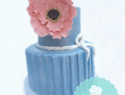 Bridal Shower Cake Vancouvr, Nautical Cake, fondant pleats, fondant fantasy flower, handcrafted cakes