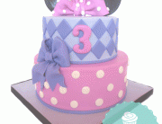 pink and purple cake, vancouver cakes, minnie's bow-tique cake