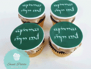 J.R.R. Tolkien elvish tengwar cupcakes, edible image cupcakes vancouver